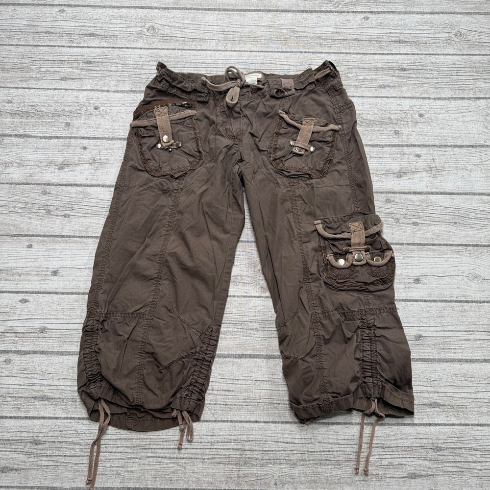 Y2K Bluenotes Cargo Pants Women's 1 Brown Relaxed Capri Utility Hiking Outdoor